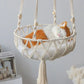 Boho Cat Hammock - Hand Woven Cotton Rope Hanging Swing Bed