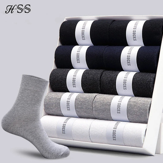 10-Pack Men’s Breathable Cotton Business Socks - Black 6-12