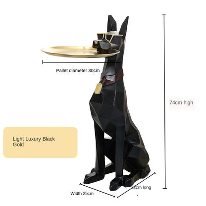 Large Poodle Floor Statue | Luxury Butler Tray & Integrated Light