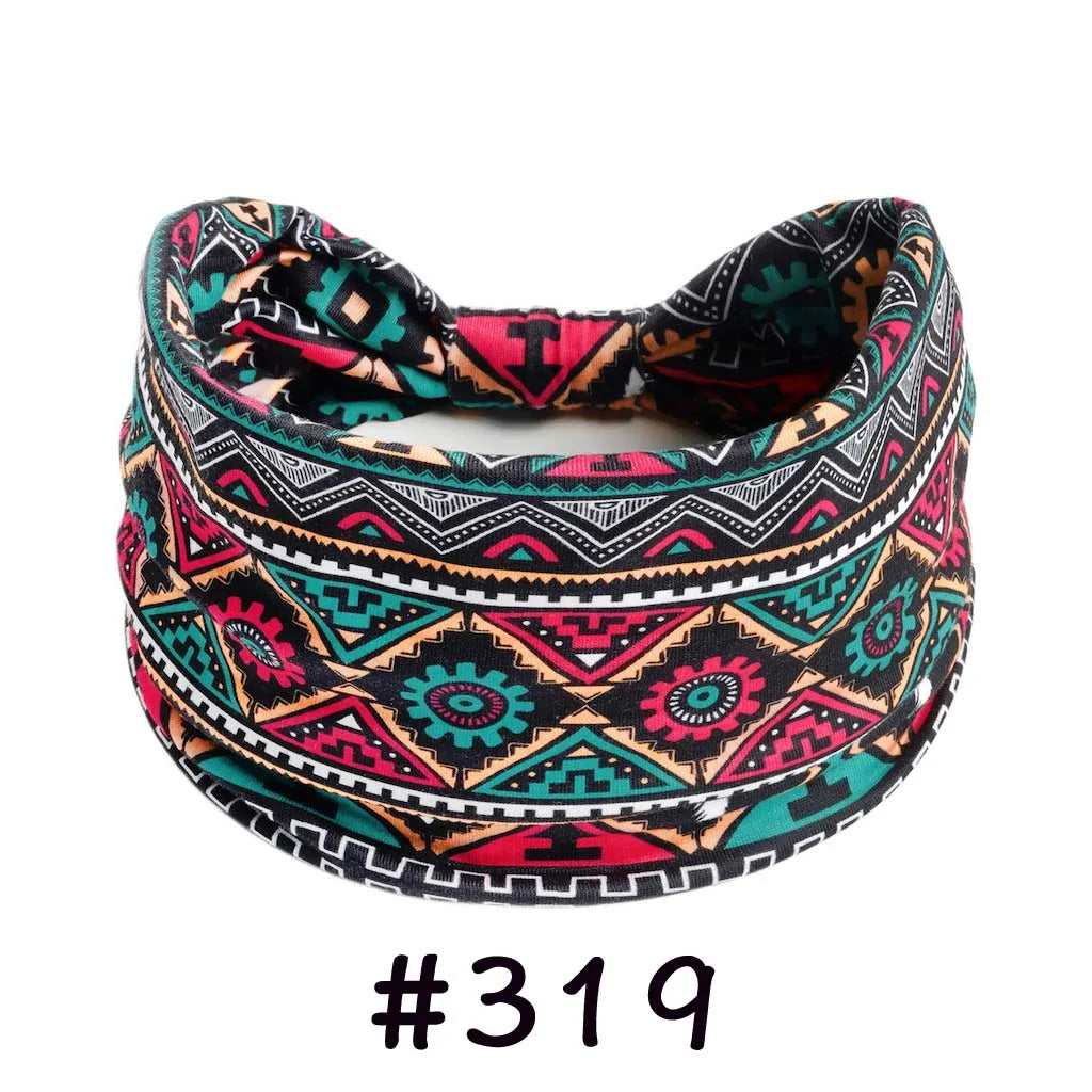 Boho Headbands for Women - Knotted Wide Stretch Turban Wrap