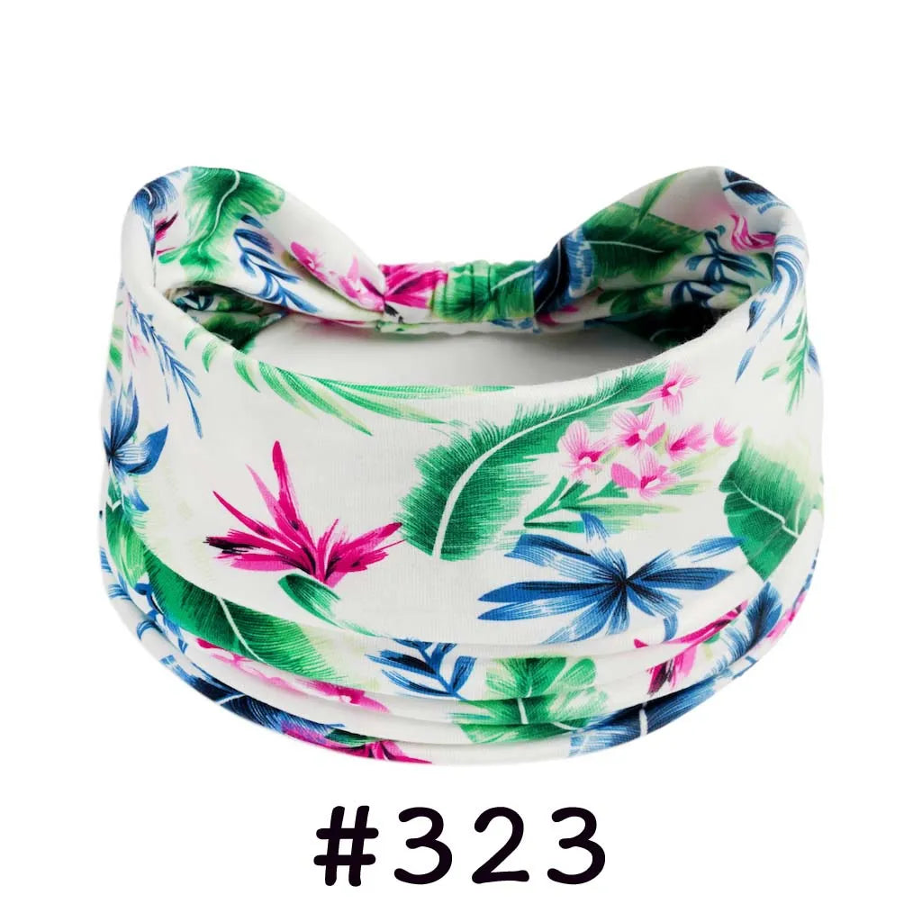 Boho Headbands for Women - Knotted Wide Stretch Turban Wrap