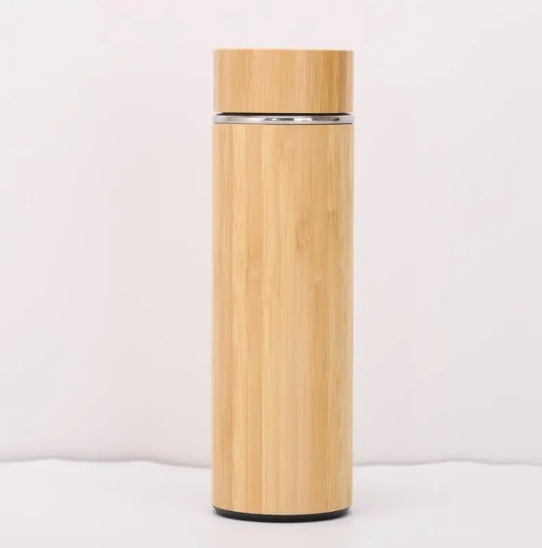 Bamboo Tea Thermos | 500ml Steel Double Wall Vacuum Flask Infuser ID
