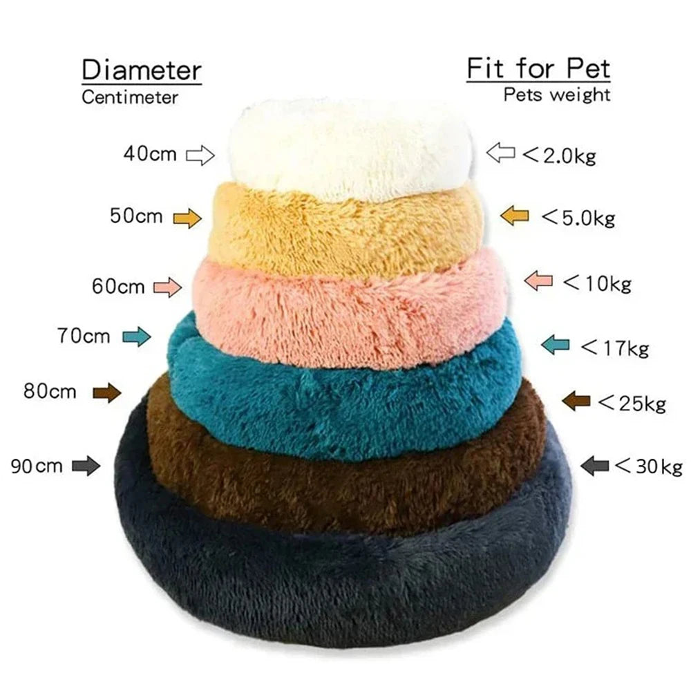 Round Pet Bed | Super Soft Plush Dog House Winter Warm Sleeping Mat