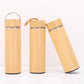 Bamboo Tea Thermos | 500ml Steel Double Wall Vacuum Flask Infuser ID