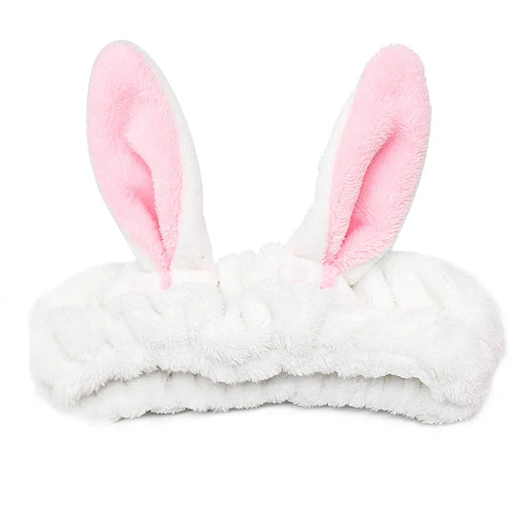 Rabbit Ear Face Wash Headband - Soft Elastic Makeup Hairband