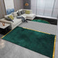 Emerald Green & Gold Rug | Modern Luxury Minimalist Area Carpet