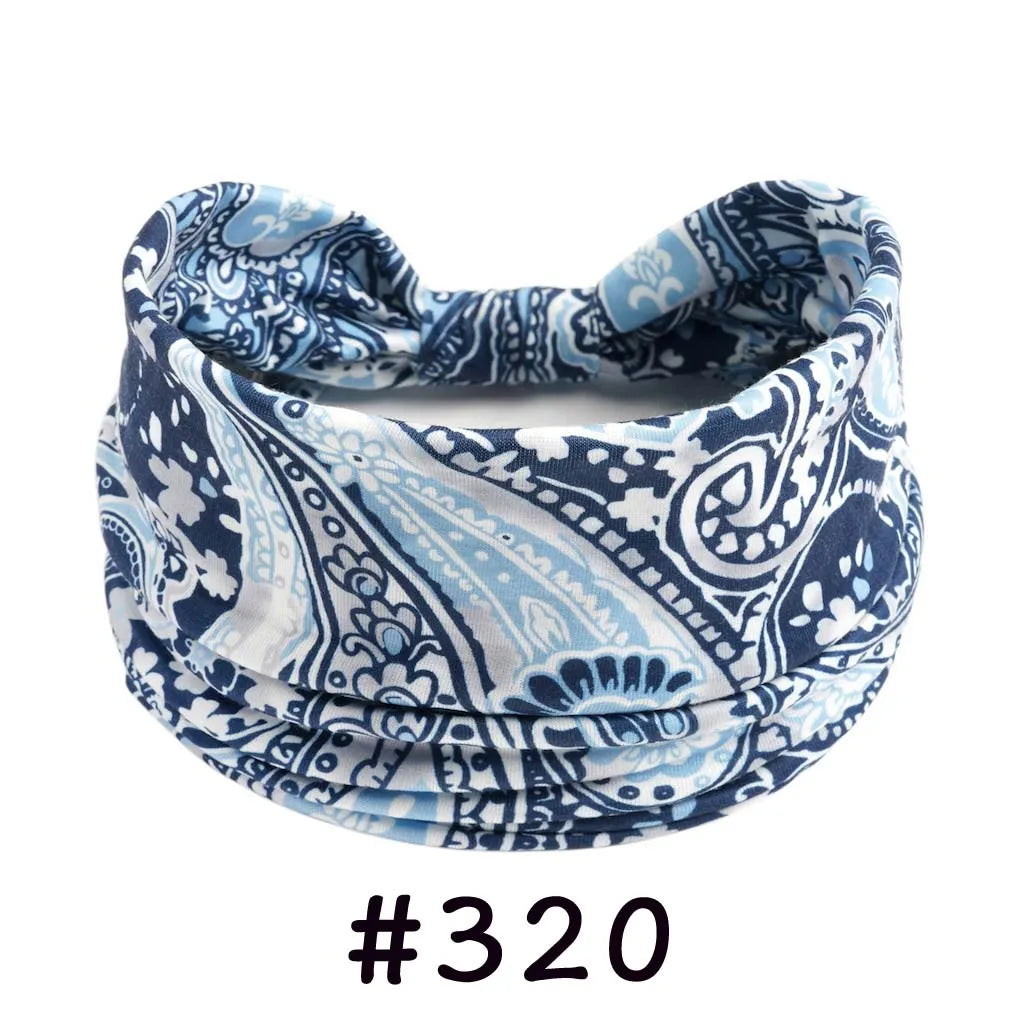 Boho Headbands for Women - Knotted Wide Stretch Turban Wrap