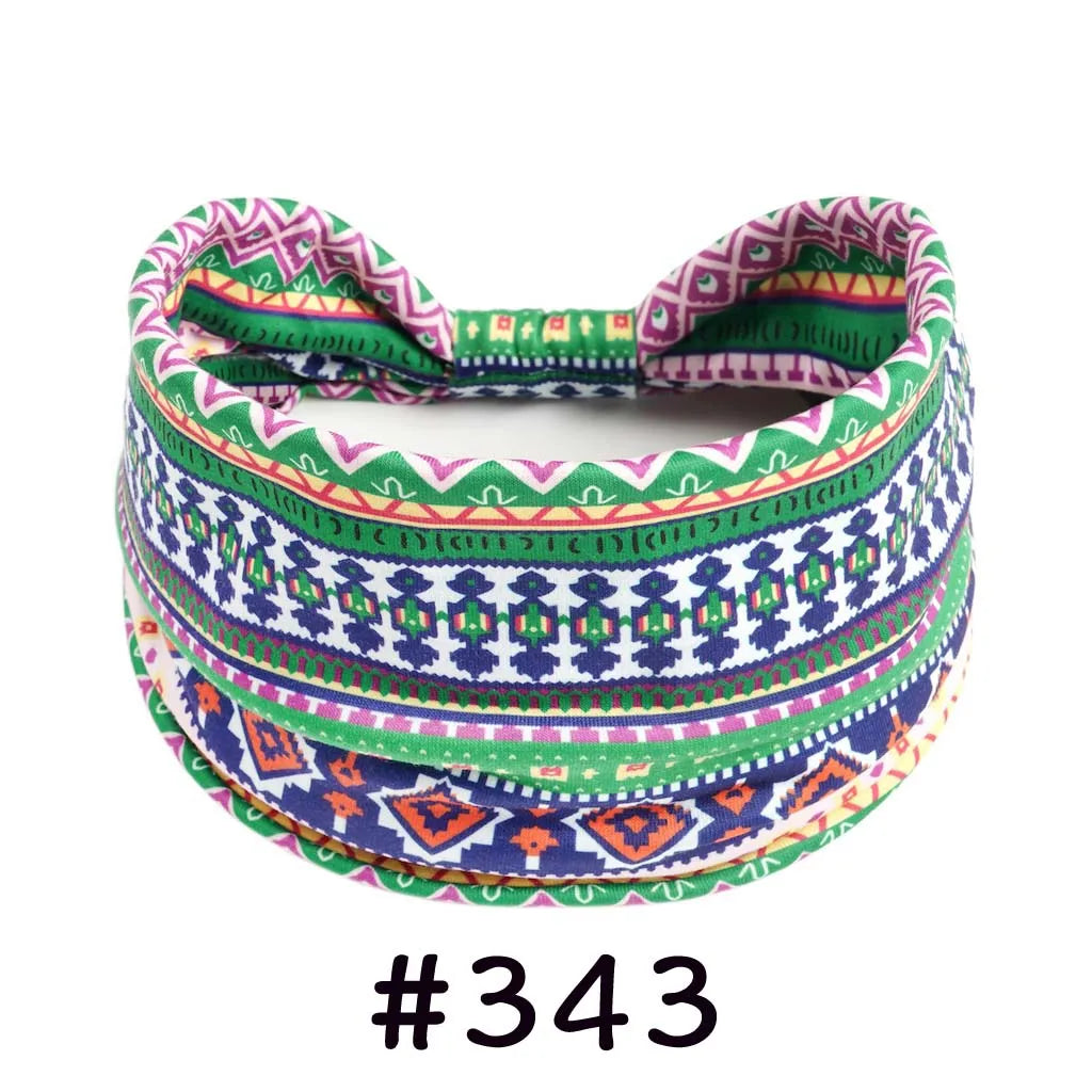 Boho Headbands for Women - Knotted Wide Stretch Turban Wrap