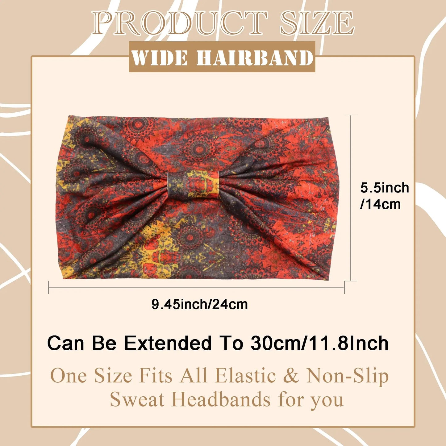 Boho Headbands for Women - Knotted Wide Stretch Turban Wrap