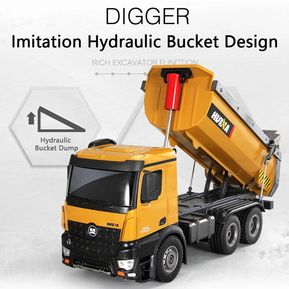 RC Dump Truck 1/14 Scale | 10CH Remote Control Alloy Engineering Toy