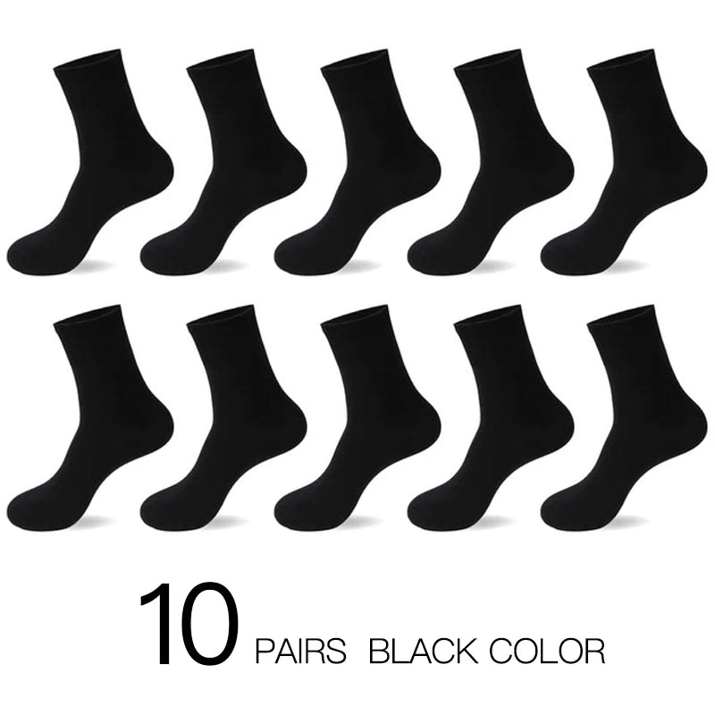 10-Pack Men’s Breathable Cotton Business Socks - Black 6-12