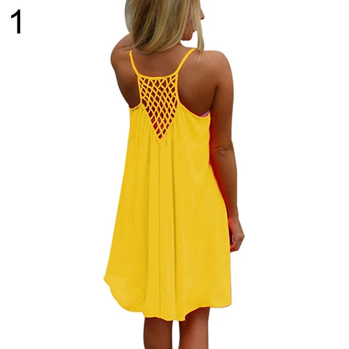 Sexy Womens Mini Summer Dress | Sleeveless Backless Beach Party Robe