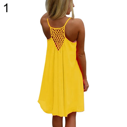 Sexy Womens Mini Summer Dress | Sleeveless Backless Beach Party Robe