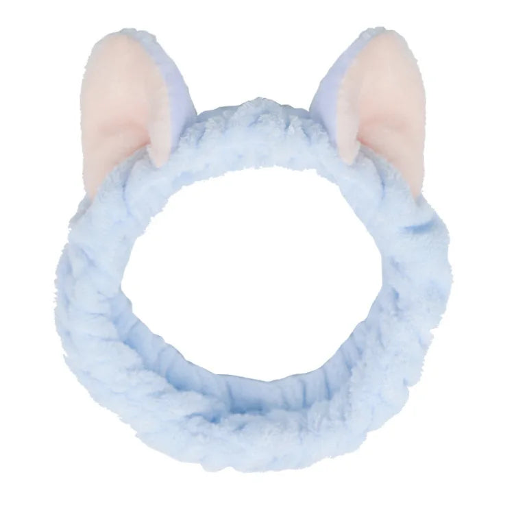 Rabbit Ear Face Wash Headband - Soft Elastic Makeup Hairband