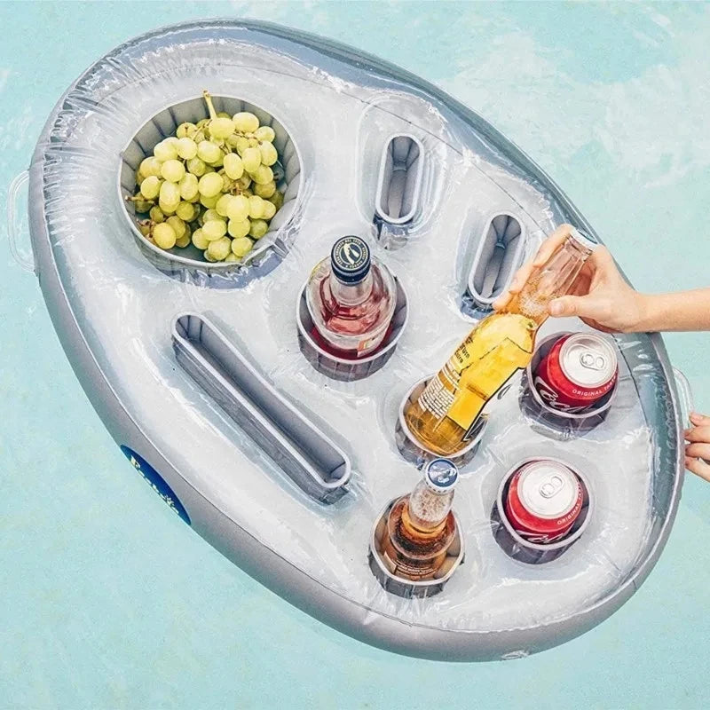 Inflatable Pool Drink Holder | Floating Ice Bucket Tray & Cup Cooler