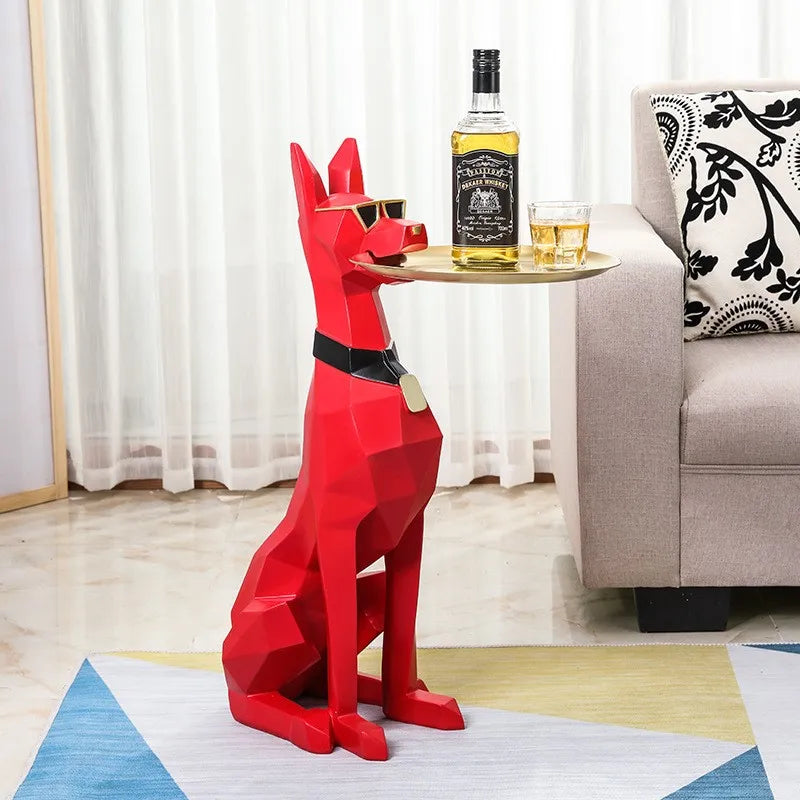 Large Poodle Floor Statue | Luxury Butler Tray & Integrated Light