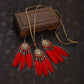 Feather Necklace Earring Set | Vintage Sun Pattern Handmade Jewellery