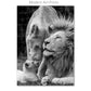 Black & White Lion Canvas Painting | Modern Animal Wall Art Mural Print