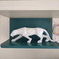 Geometric Panther Statue - Modern Gold Leopard Resin Sculpture