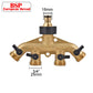 Heavy-Duty 4-Way Brass Garden Hose Splitter - 3/4" Tap Diverter