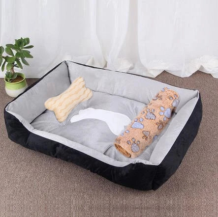 Large Dog Bed Warm Square Nest | Plush Pet Kennel Puppy Basket Cushion