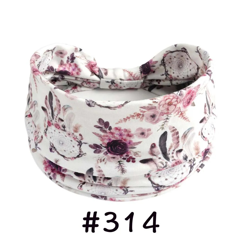 Boho Headbands for Women - Knotted Wide Stretch Turban Wrap