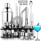 25pc Boston Cocktail Shaker Set | Professional Bartender Kit & Stand