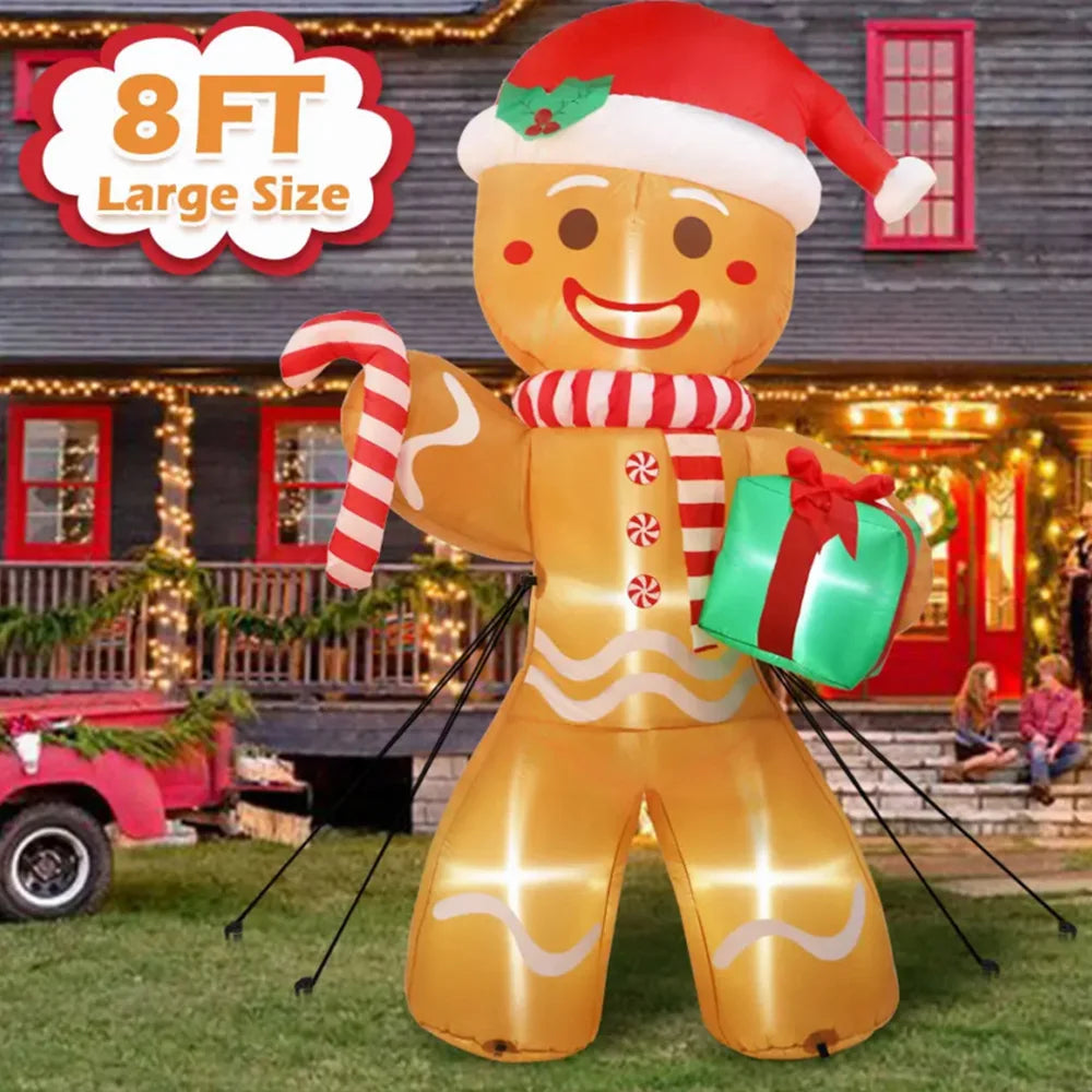 8FT Christmas Inflatable Gingerbread Man | Large LED Yard Decoration