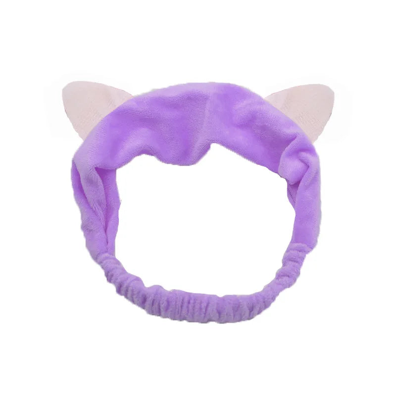 Rabbit Ear Face Wash Headband - Soft Elastic Makeup Hairband
