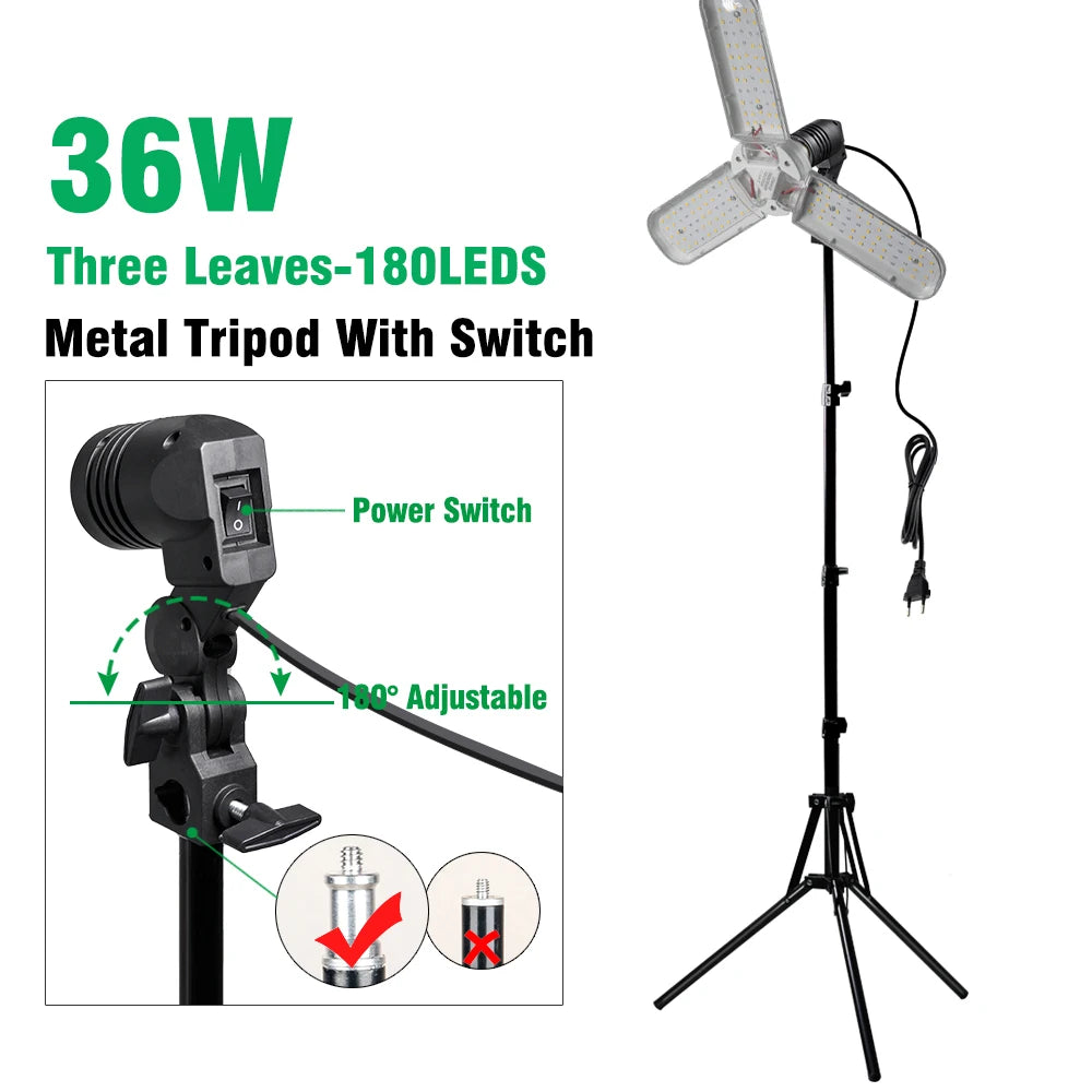 Full Spectrum LED Growth Lamp | 48W Greenhouse Plant Light & Bracket