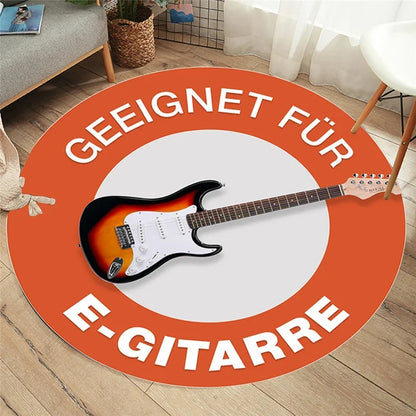 Electric Guitar Round Rug | Rock Music Decor Flannel Non-Slip Mat