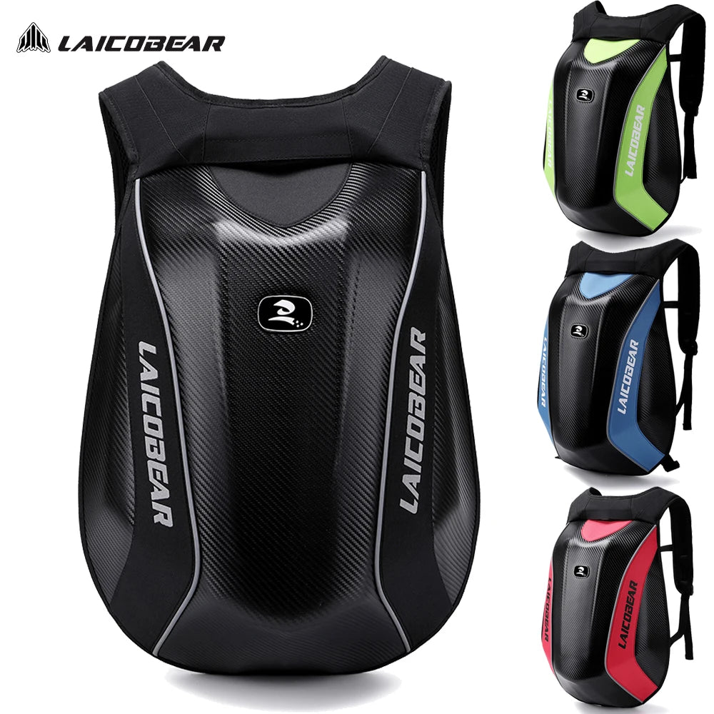 48L Waterproof Motorcycle Backpack | Hard Shell Full Face Helmet Bag