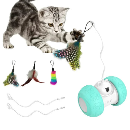 Interactive Cat Toy | Automatic Electronic Mouse with 3 Feathers