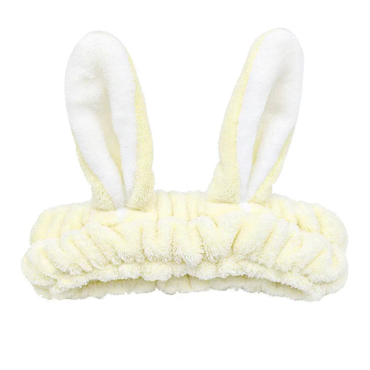 Rabbit Ear Face Wash Headband - Soft Elastic Makeup Hairband