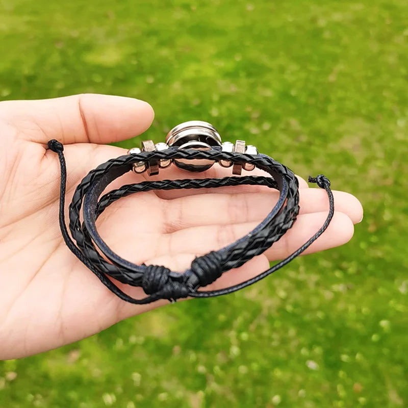 Bitcoin Leather Bracelet - Braided Multilayer Crypto Jewelry