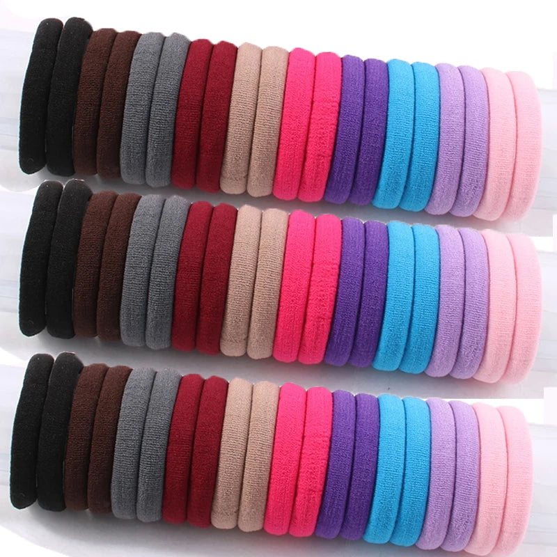 Thick Colourful Nylon Elastic Hair Ties | Kids Seamless Scrunchie Set