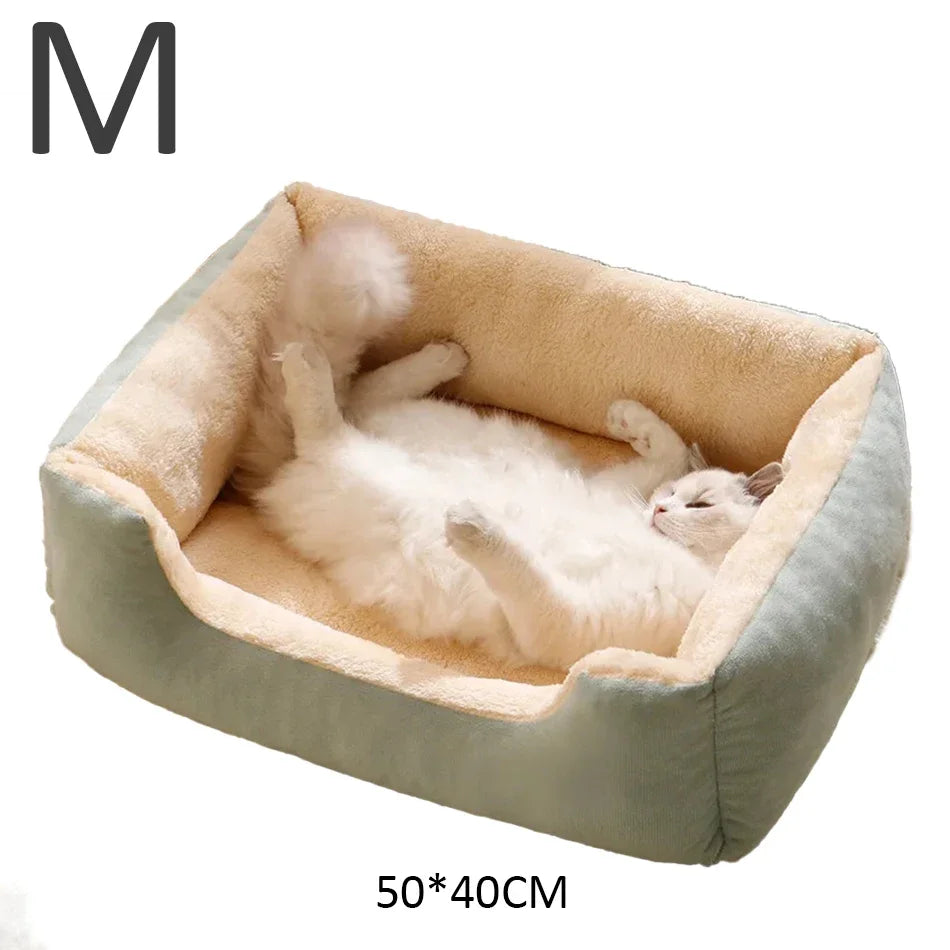 Bed for Cats | Soft Plush Pet Cushion Kitten House Basket Supply Set