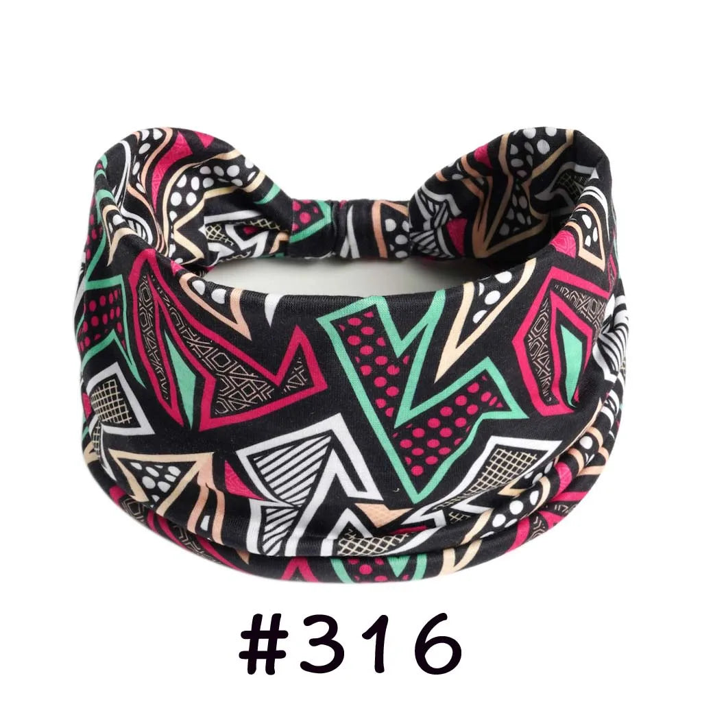 Boho Headbands for Women - Knotted Wide Stretch Turban Wrap