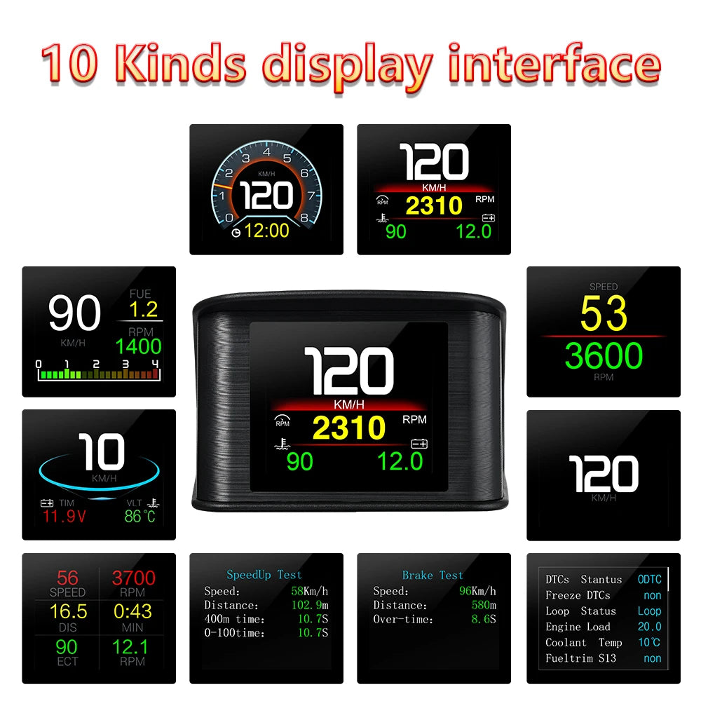 OBD2 + GPS Head Up Display | Digital Car Speedometer & Safety Gauge
