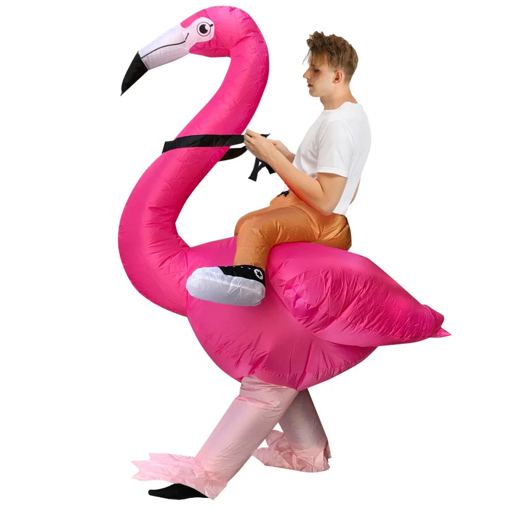 Flamingo Inflatable Costume | Adult Funny Blow Up Halloween Outfit