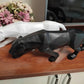 Geometric Panther Statue - Modern Gold Leopard Resin Sculpture
