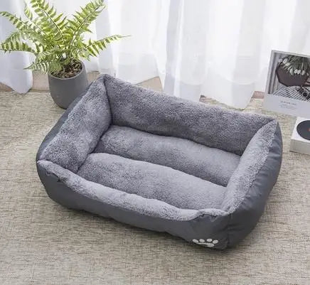 Large Dog Bed Warm Square Nest | Plush Pet Kennel Puppy Basket Cushion