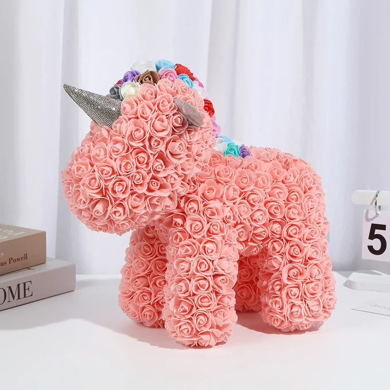 25cm Rose Unicorn PE Flower Gift | Valentines Day Magic Decor for Her