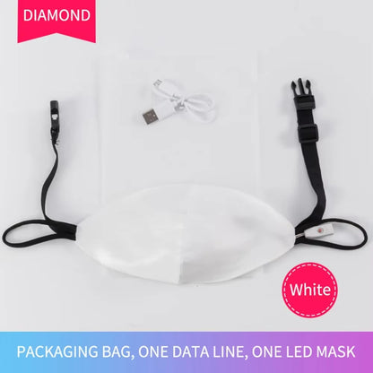 7 Colour LED Mask - Luminous Fibre Optic Light Up USB Charge