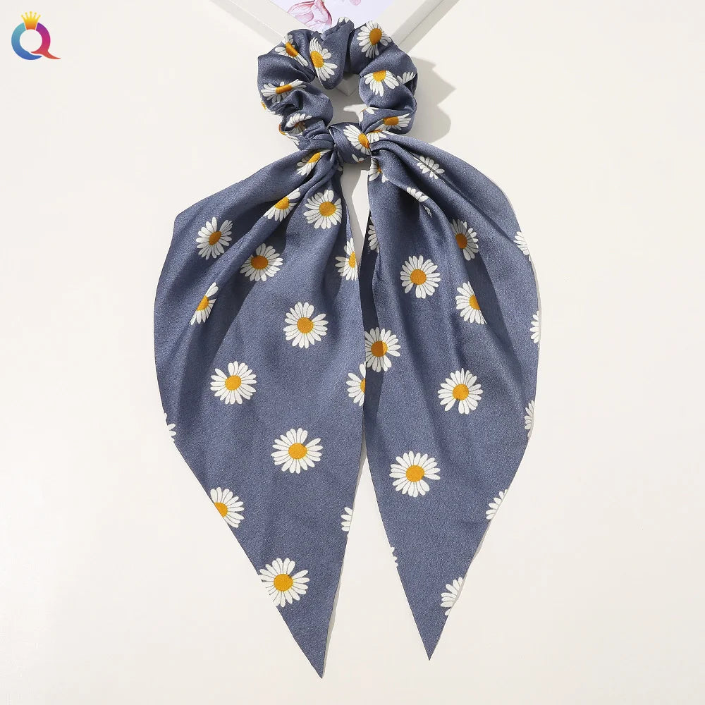 Scarf Pony Tail Scrunchie | Long Ribbon Bow Elastic Hair Tie