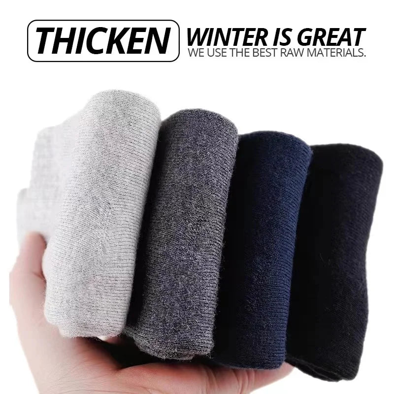 5 Pairs Mens Cotton Business Socks - Thick Warm Winter Socks