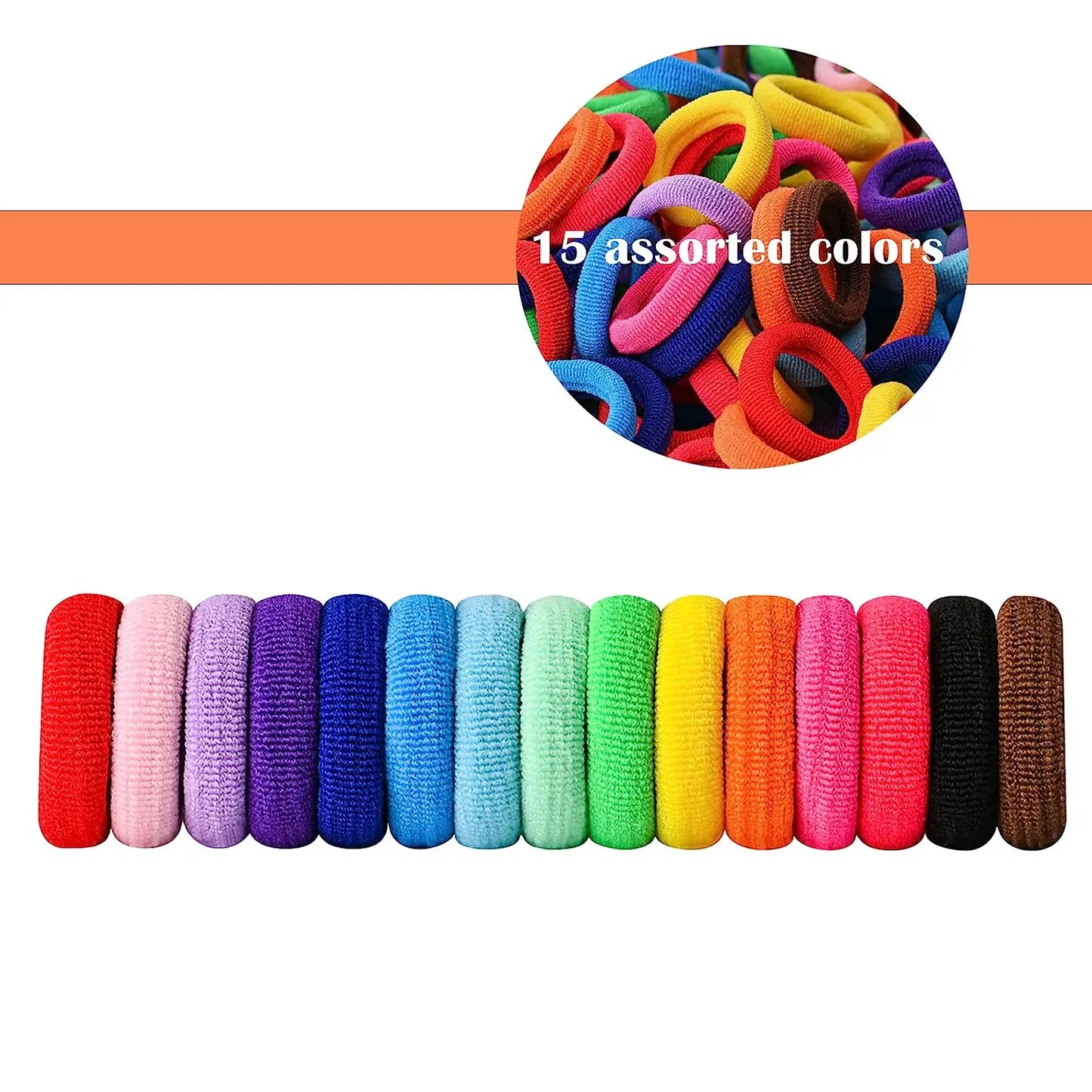 Thick Colourful Nylon Elastic Hair Ties | Kids Seamless Scrunchie Set