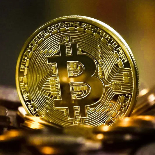 Physical Bitcoin Coin - Gold Plated BTC Commemorative Token