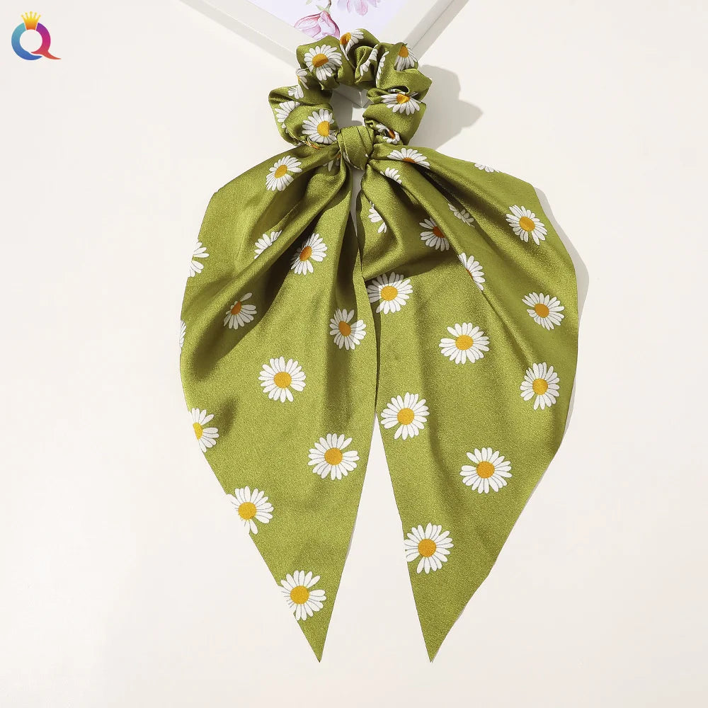 Scarf Pony Tail Scrunchie | Long Ribbon Bow Elastic Hair Tie