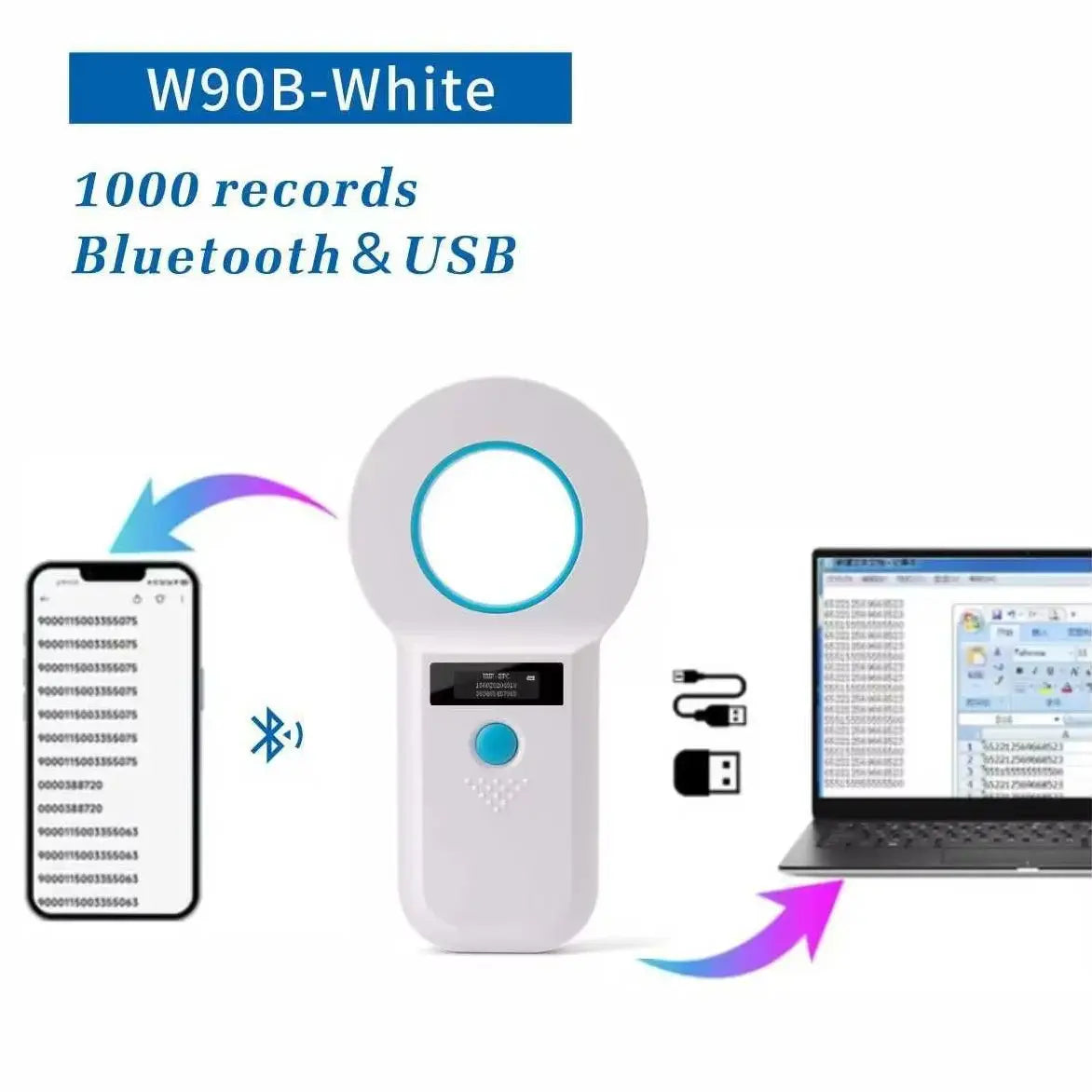 Bluetooth Pet Microchip Reader | Portable 134.2kHz OLED ID Chip Scanner